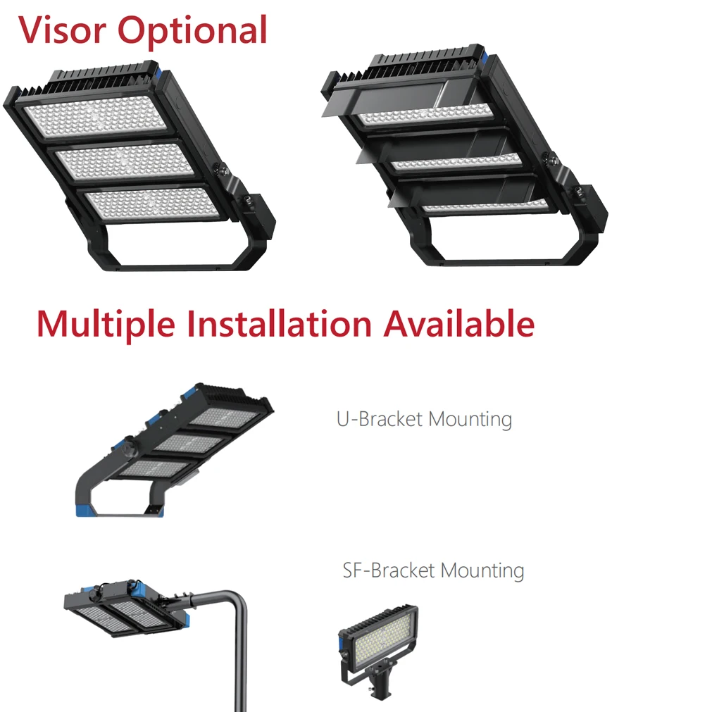 LED Stadium Flood Light IP66 1200W 180000 Lumens Outdoor Sports Stadium Lighting Aluminum Alloy