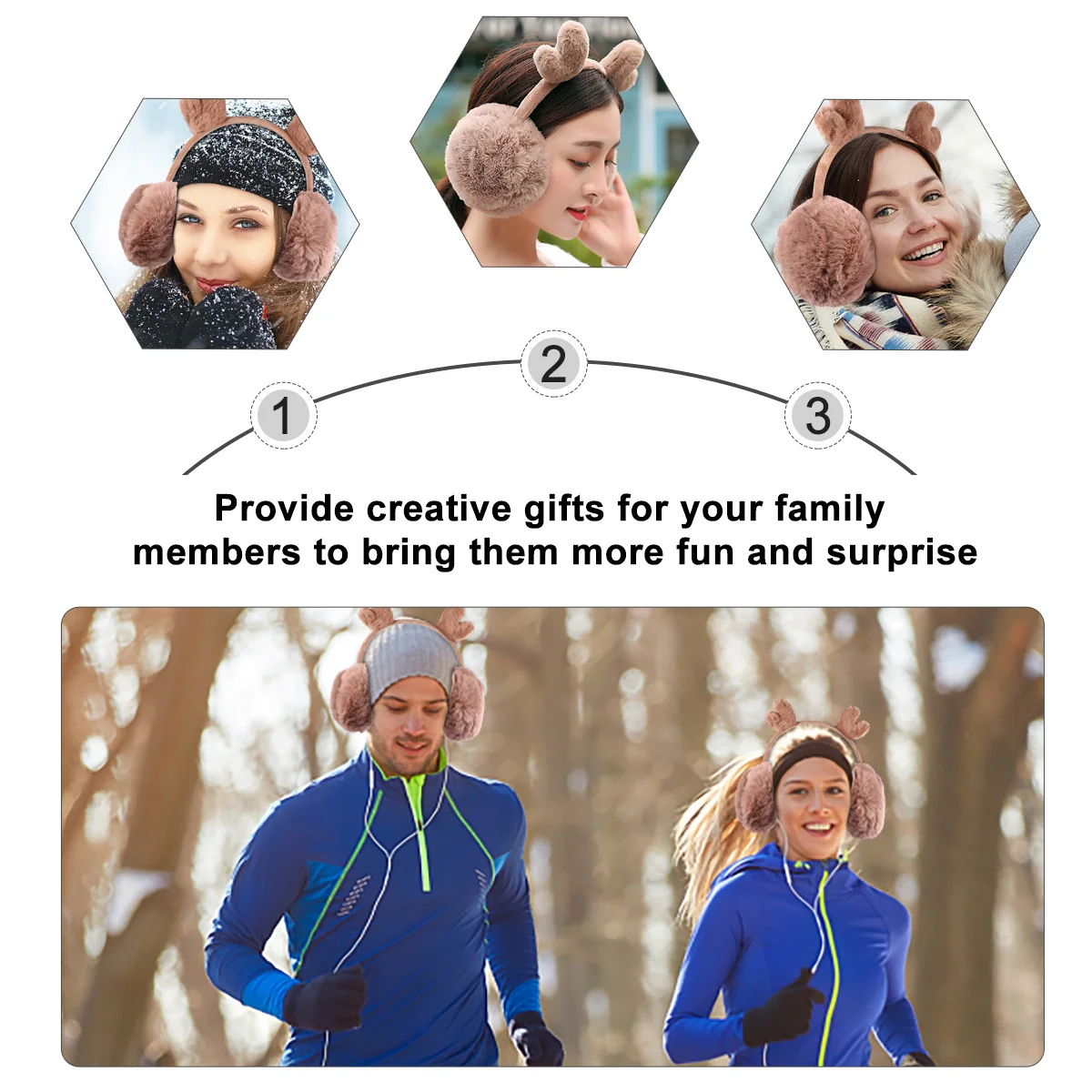 Paraorecchie Invernali a Forma di Corna di Renna per Donne e Bambini, Copri Orecchie Caldi con Design Ricamato a Cartone Animato, Regalo per Ragazze