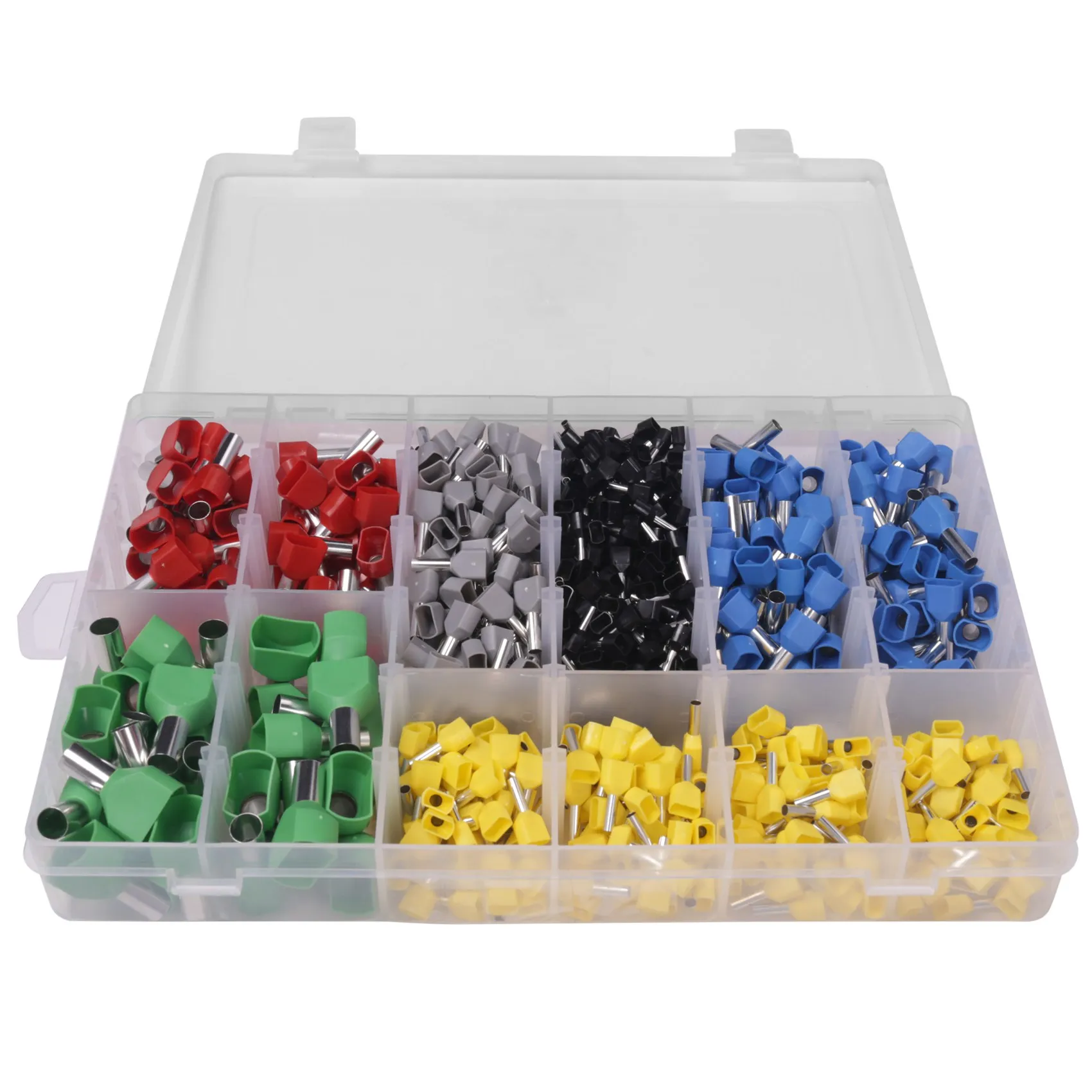 ABLA-780Pcs Dual Bootlace Ferrule Teminator Kit Electrical Crimp Dual Entry Cord End Wire Terminal Connector