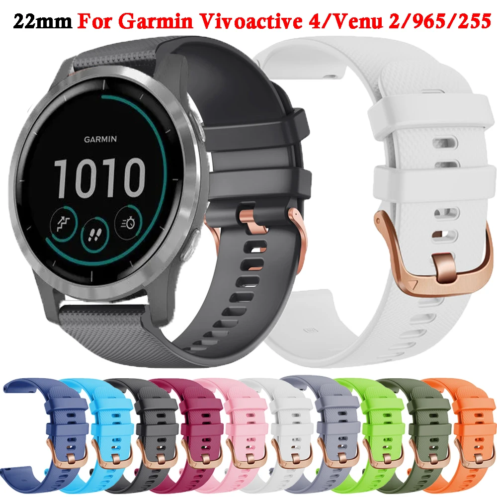 22mm Watch Strap For Garmin Vivomove 4/Venu 2/Forerunner 965 265 745 255 Silicone Correa Smart Watchs Wrist Bracelets Watchband