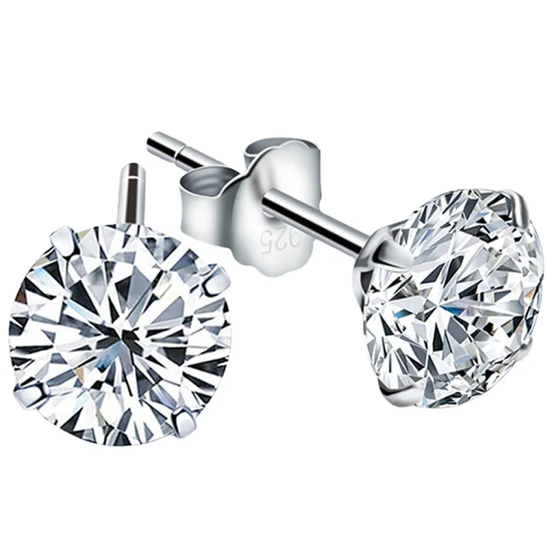 2 Carat 8.0mm D Color Moissanite Stud Earrings For Women Top Quality 925 Sterling Silver Sparkling Wedding Jewelry Brincos Prata