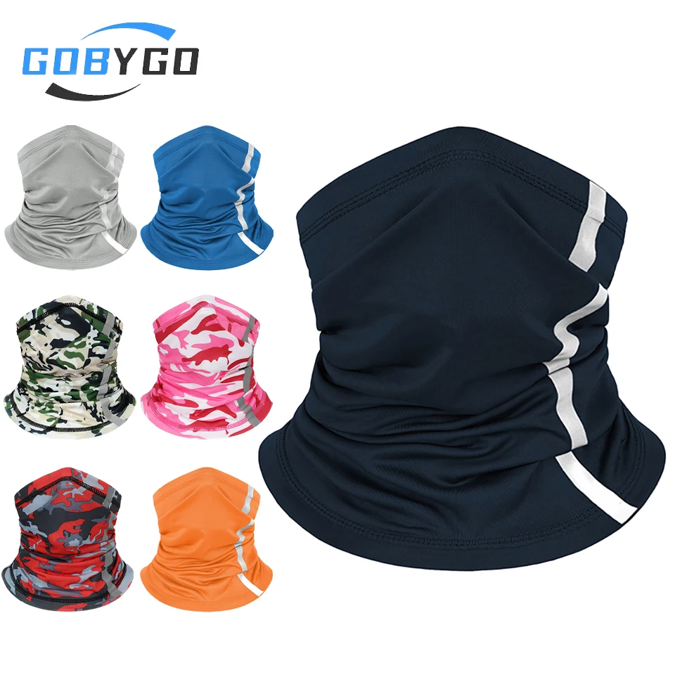 GOBYGO-mascarilla facial para ciclismo, absorbe el sudor, protección solar, cubre el cuello, transpirable, elástico, pañuelo para la cabeza de seda helada, Bandana para hombres y mujeres
