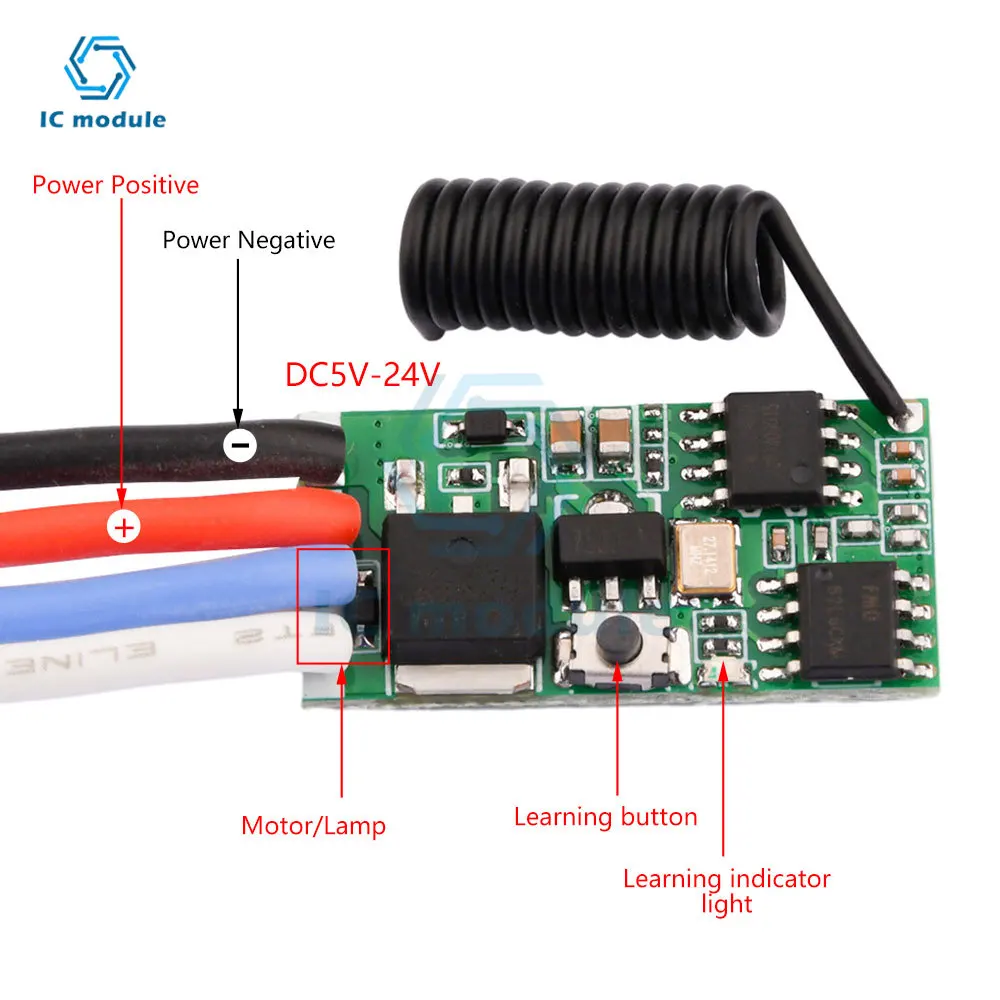 DC3.7V-24V 5A Wireless Remote Control Dc Motor Speed Controller Led Light PWM Speed Regulation Dimming Module