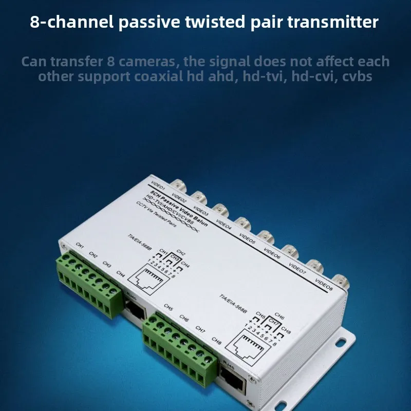

8-канальный пассивный трансивер HD CVI/TVI/AHD, 8 каналов, адаптер видеобалуна, передатчик, кабель BNC, 720P 1080P