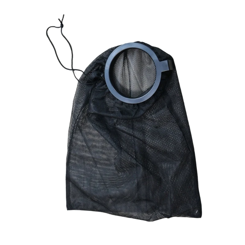 Open Weave Hanging Waste Bag With ABS Support Frame and Cord Closure for Light Trash Control, Camp Cleanup and Home Utility