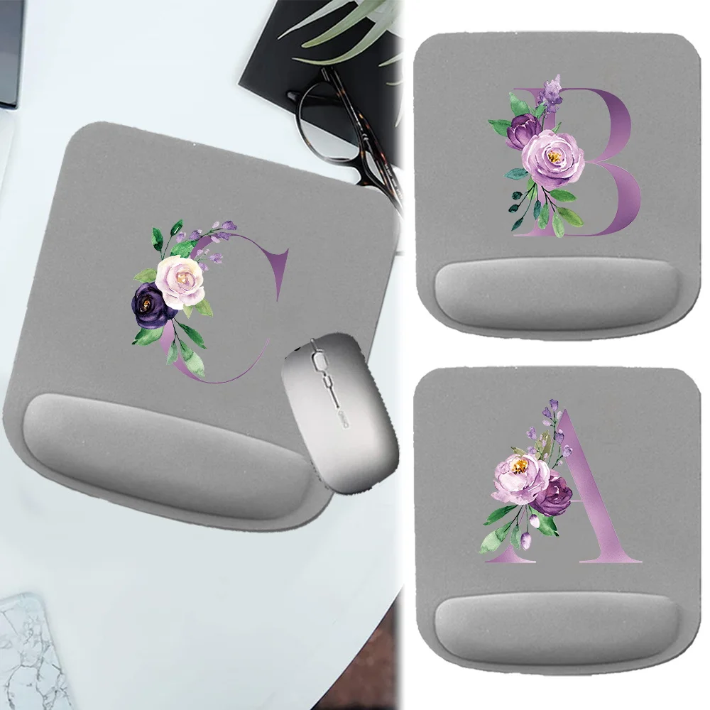 Mouse Mat Anti-Slip Support Wristband Mat Pad Simplicity for Learning and Office Square Mouse Pad for Purple Letter Series