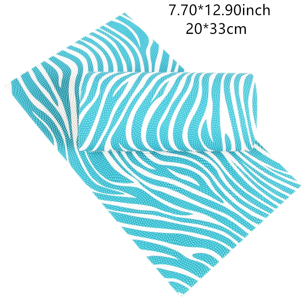 1pcs Zebra Stripe Bump Texture Faux Synthetic Leather  7.7*12.9inch Fabric Sheets