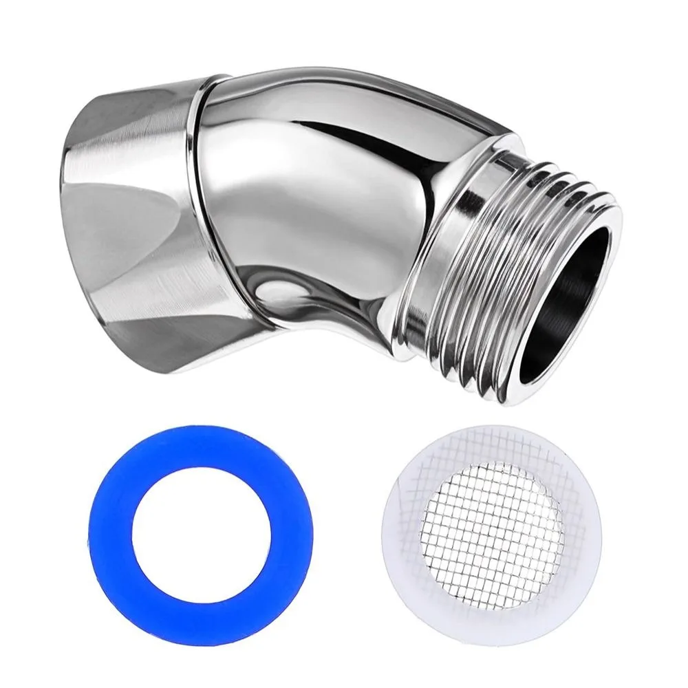 Handheld Shower Head Connector New Copper Shower Head Elbow Adapter 135 Degrees Silver Arm Angle Adapter