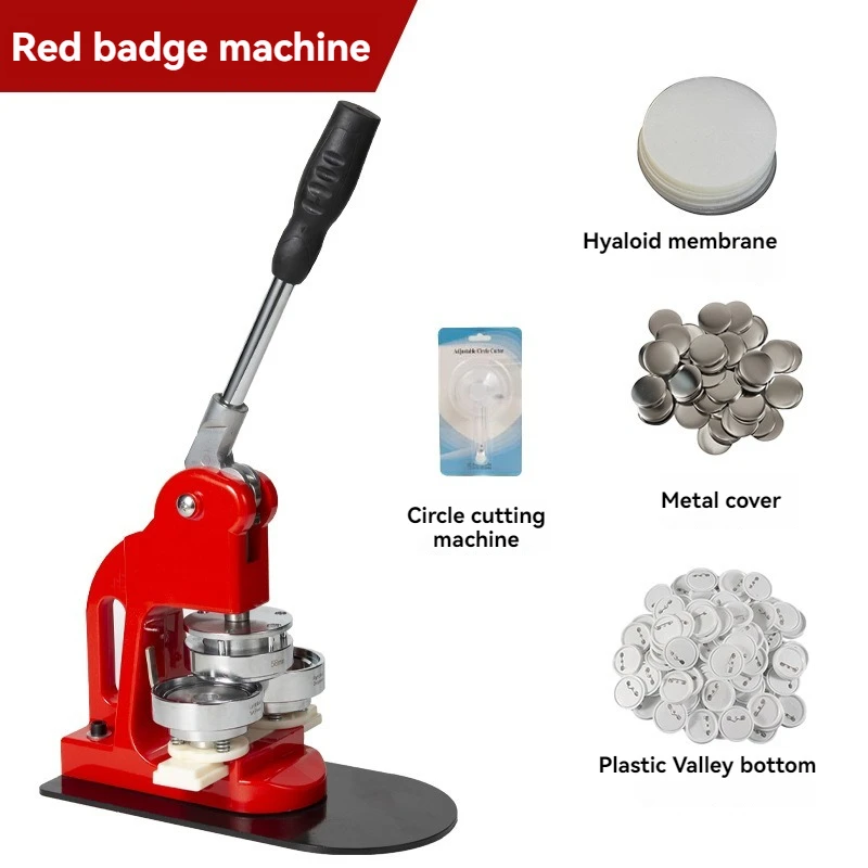 

Red Semi Metal Badge Machine Slide Rail Badge Machine 58mm Metal Mold Bar Making Tool Badge Making Machine Chest Badge Machine