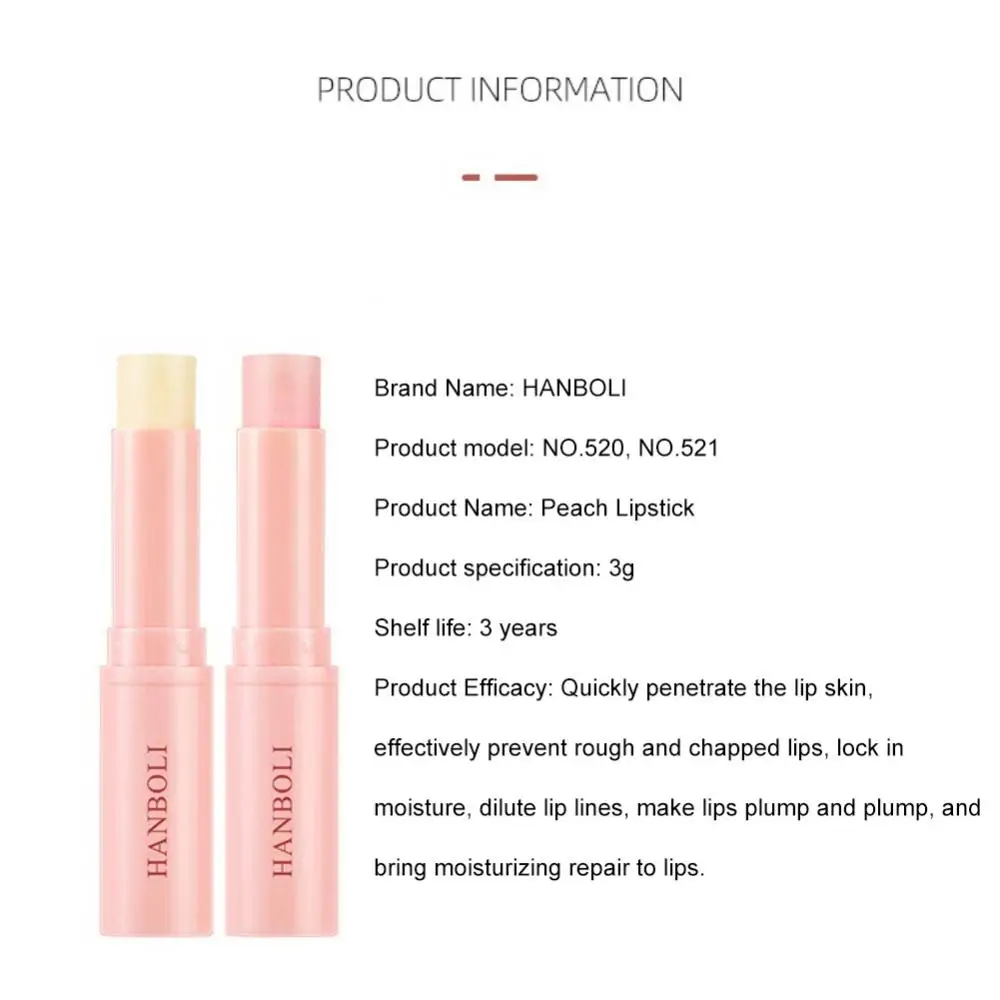 Han Boli peach vaselina balsamo per le labbra rossetto liscio base cambia colore cambiamento di temperatura balsamo per le labbra idratante riparazione tender