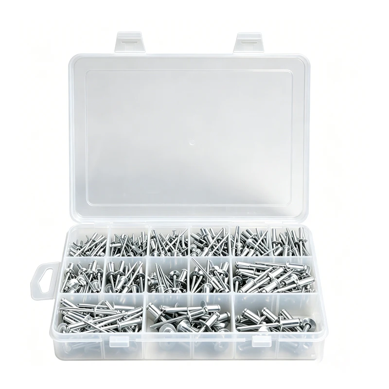 Aluminum Pop Blind Rivet Assortment Kit 500Pcs 14 Sizes Dome Pull Rivets Fasteners for Auto Metal Furniture DIY Hand Repair