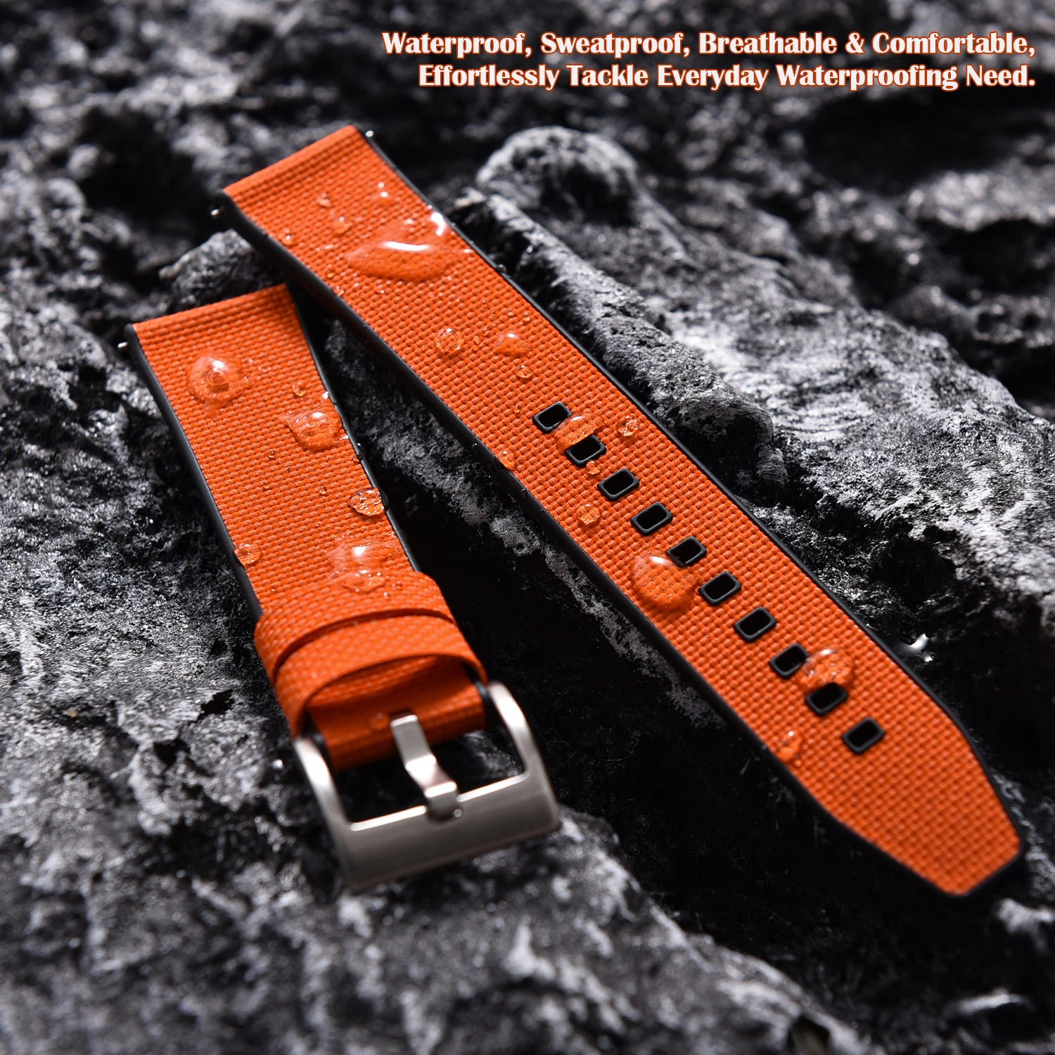 New Design 18-19-20-21-22-24mm FKM Texture Watch Band Quick Release FKM Rubber And FKM Hybrid Watch Strap For Diving Watches