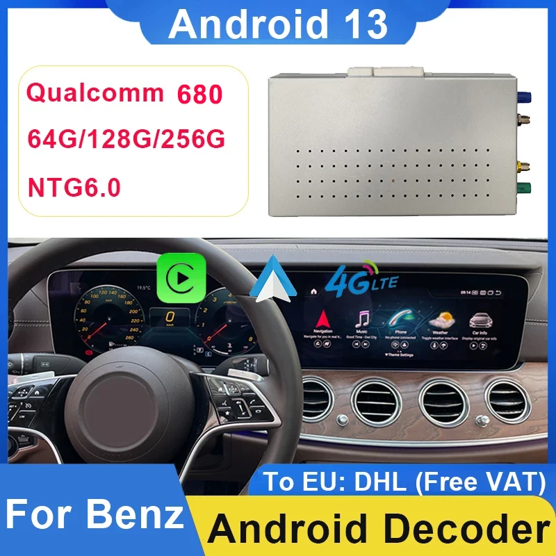 

Qualcomm Android Decoder Box For Mercedes Benz A C E V G GLA GLB GLC 2020 - 2023 NTG 6.0 Wireless CarPlay Auto GPS Navigation 4G