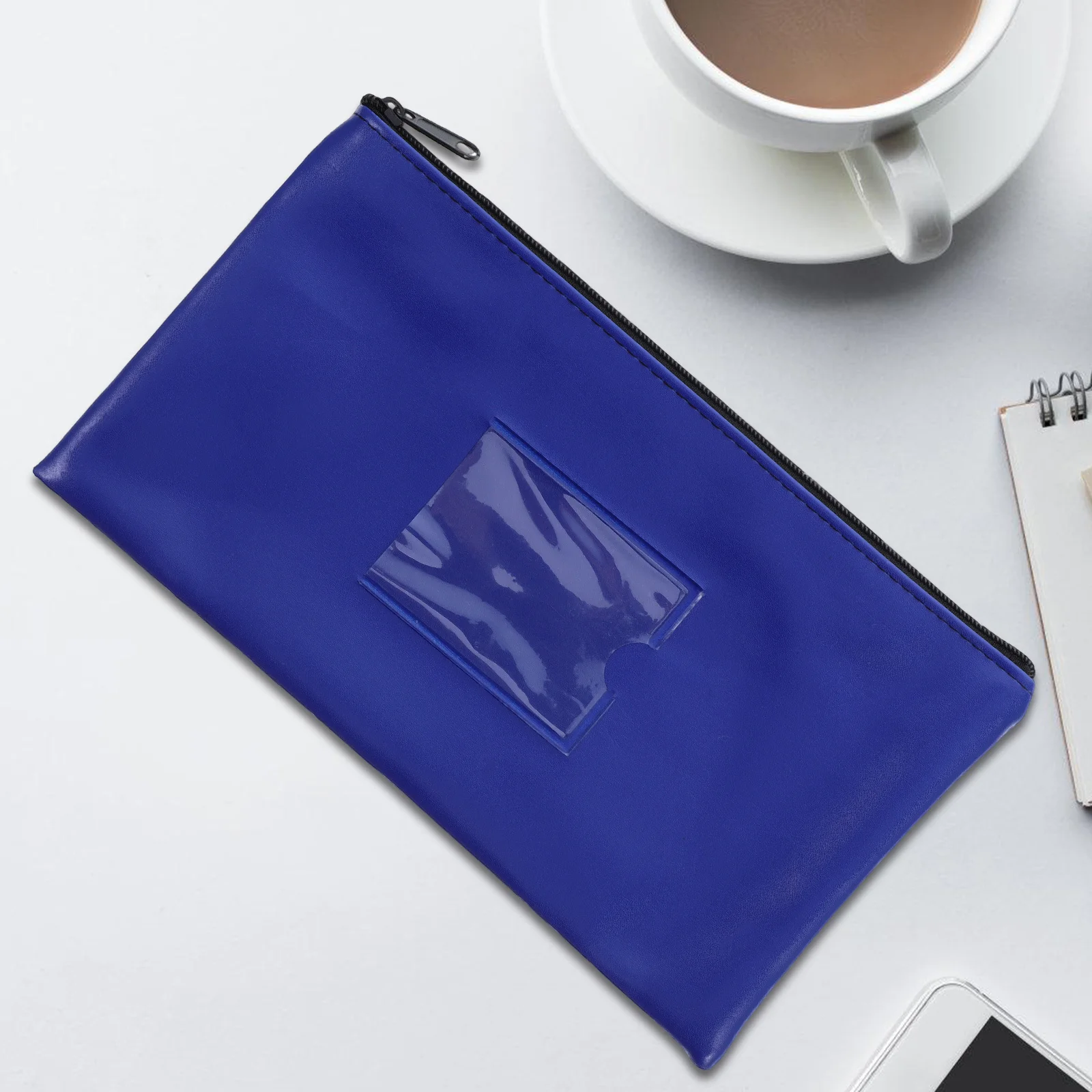 2Pcs Fake Money Deposit Bag Zippered Cash Coin with Transparent Card Slot Window for Receipt Bills