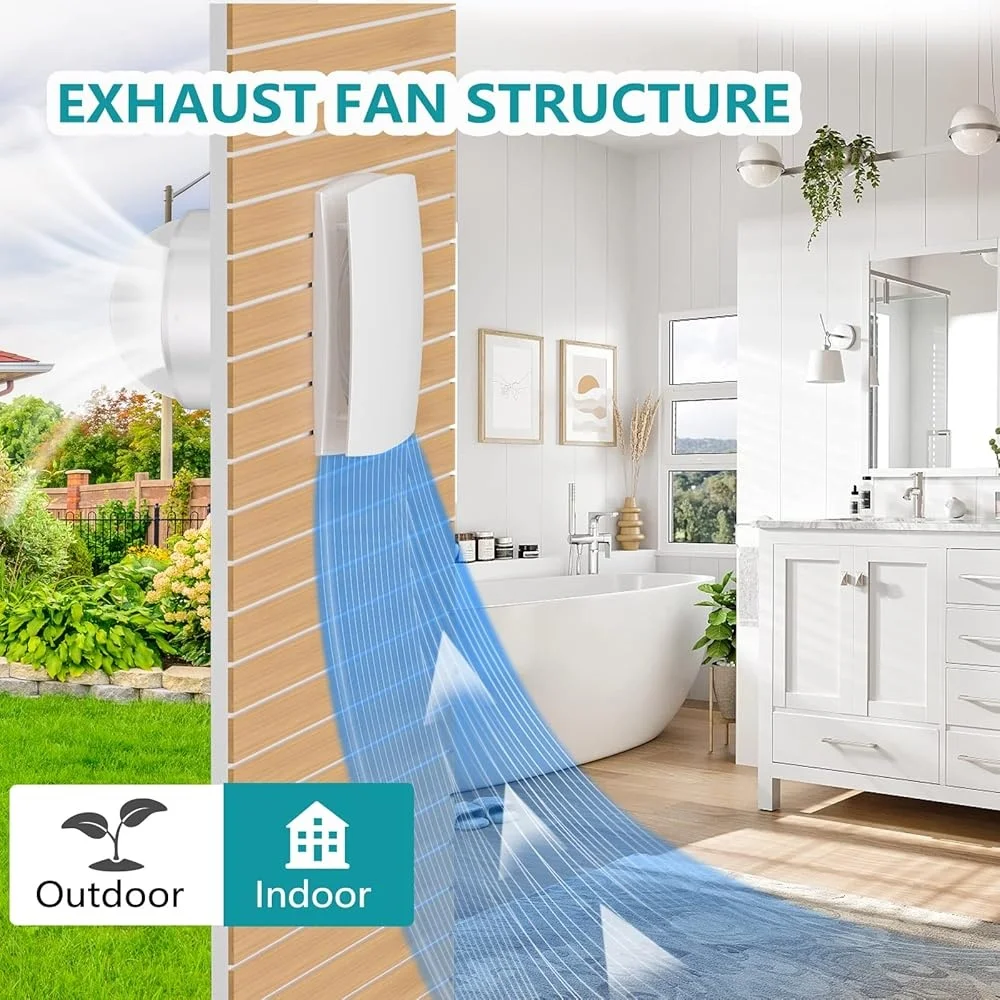 Extractor de aire de 6 pulgadas con amortiguador, montaje en pared de techo para cocina, baño, oficina, 150mm, 201m3/h, silencioso
