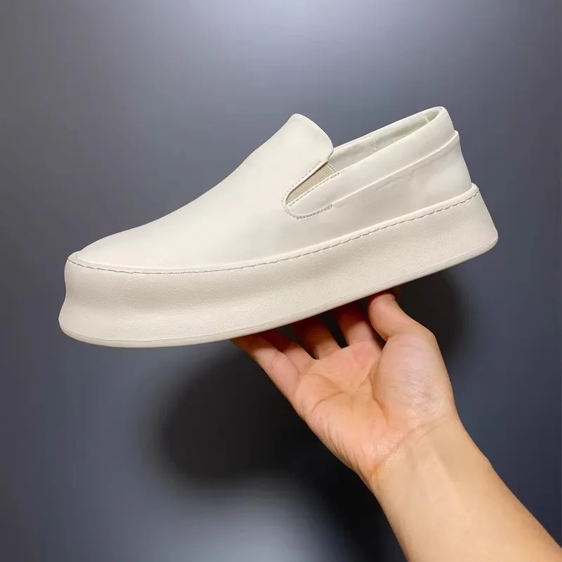 

Luxury Thick Sole Loafers Men's Platform Shoes Breathable Slip on Height Increasing Casual Sport Leather Shoes Male Sneakers