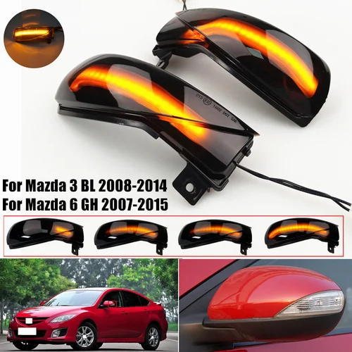 Luz LED secuencial intermitente de espejo lateral de señal de giro dinámica para MAZDA 3 BL 2008-2014 para MAZDA 6 GH 2007-2015