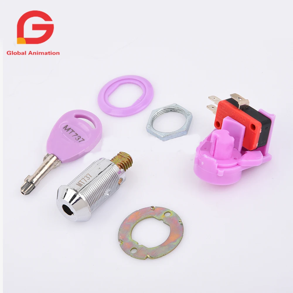 Arcade game accessories Lock With Round Key 3 pin micro switch Fishing Hunter game machine credit lock