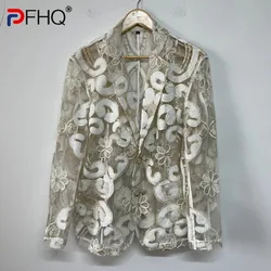 PFHQ Men's Heavy Industry Embroidery Blazer Summer Breathable Cool Creativity Delicacy Single Breasted Male Suit Jackets 21Z4555