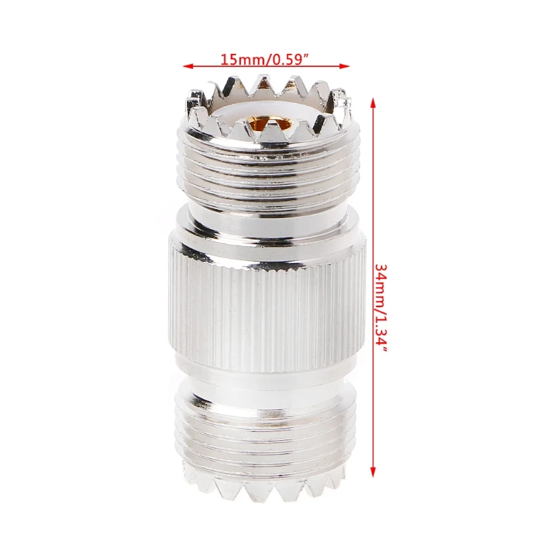 DX62 UHF PL-259 SO-239 a UHF RF adaptador conector recto níquel