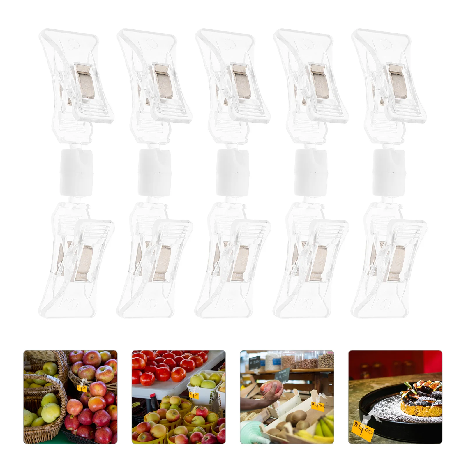 8 ชิ้น Clear ป้ายผู้ถือคลิปสําหรับจอแสดงผลป้ายโลหะสองด้านโฆษณาคลิปป้ายราคารูปภาพป้ายเตือน