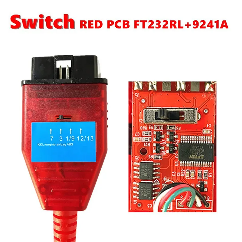 with Switch OBD2 Cable VAG KKL 409.1 Real 9241A Car ECU Chip Tuning Data Adapter Cable Scanner Tool FT232RL Chip Diagnostic Tool