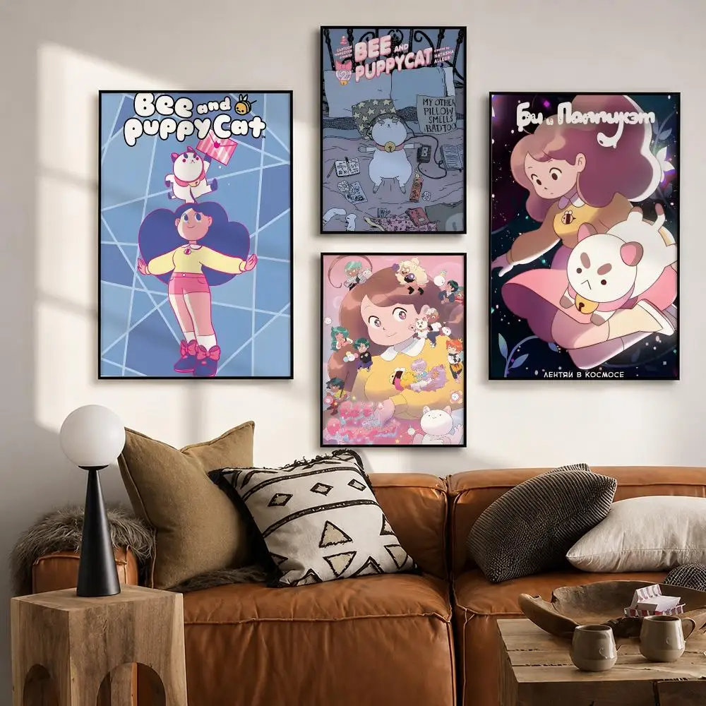 Cartoons Bee and PuppyCat Poster HD poster wall art self-stick no-residue for home cafe office great gift