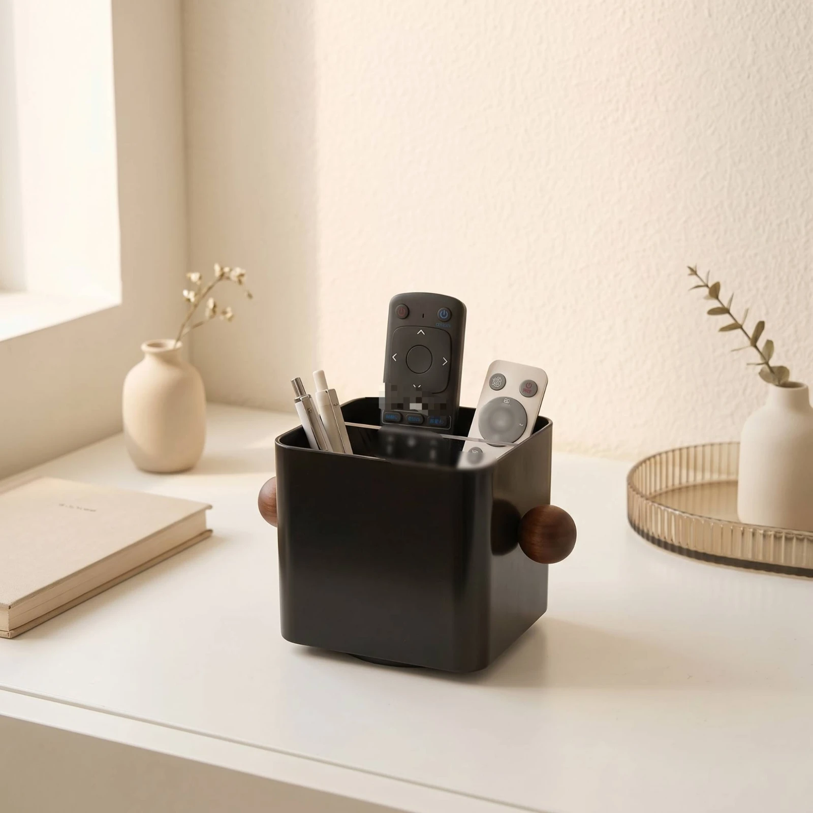 Desktop Storage Box with Divider Matte Storage Box with Compartments Minimalist Compact for Bedside Table