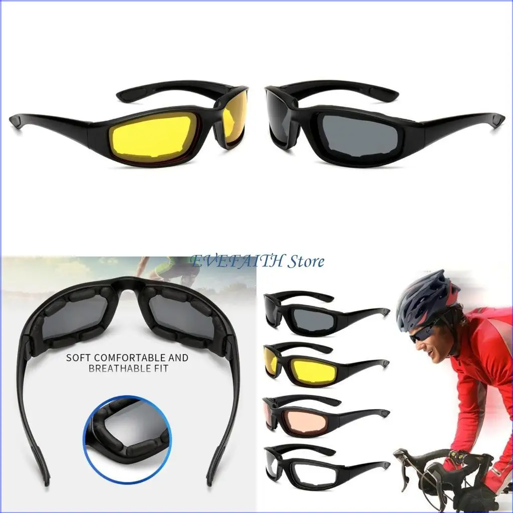 124B Motorbike Ridings Glasses Goggles for Man Foam Padding, Windproof Antidust Sunglasses Outdoor Protective Eyewear