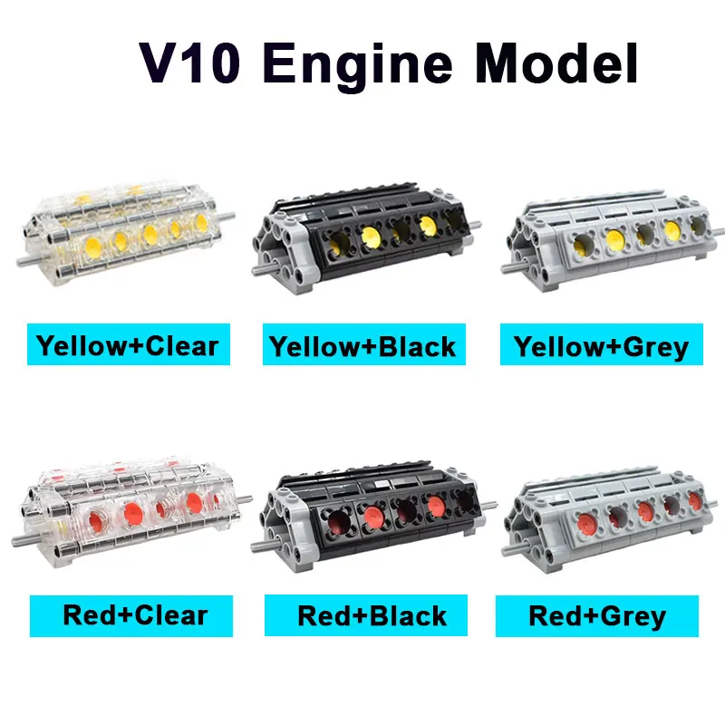MOC V10 Engine Model Building Blocks DIY Kit with Moving Pistons Compatible with Bricks STEM Educational Toy for Adults