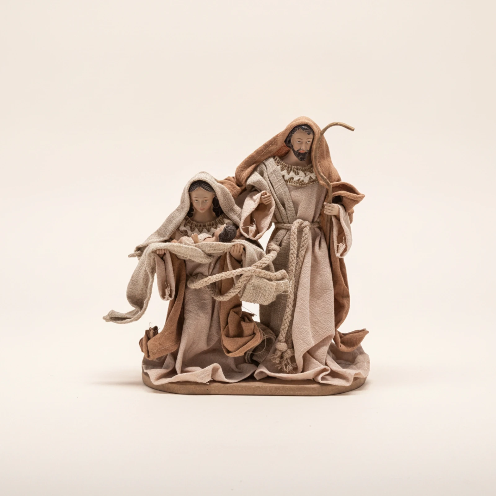 Tabletop Figurine with Textile Textured Nativity Scene Christmas Nativity Scene Figurines Neutral Christmas Manger Set Resin