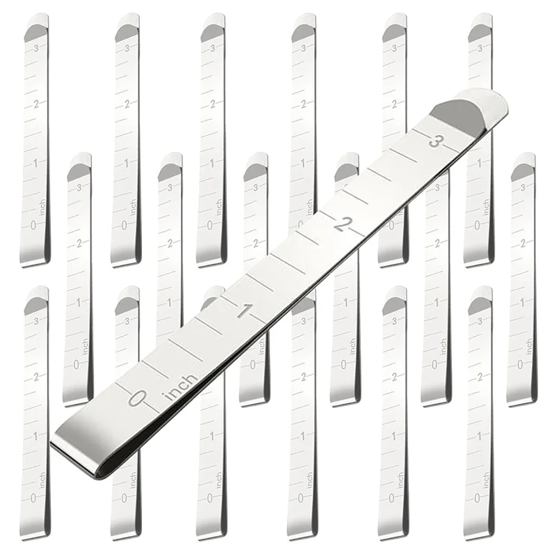 

【24 Hours Sale】20PCS Stainless Steel Hemming Clips - 3-Inch Measuring Ruler Sewing Tool For Fabric Folding, Quilting, And Edge F