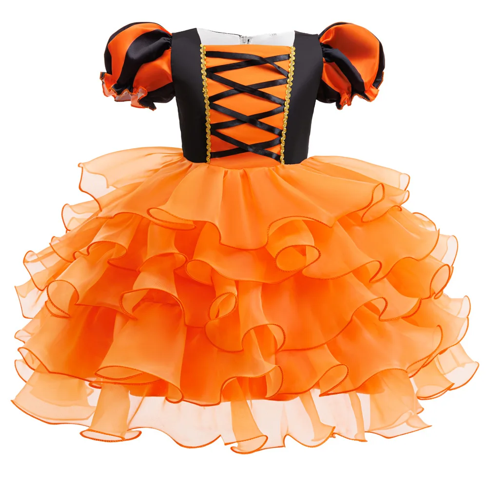 Children's Dress Vampire Girl Role Playing Witch Dress Halloween Mesh Tutu Costumes One-piece Clothing Toddler Formal Vestidos