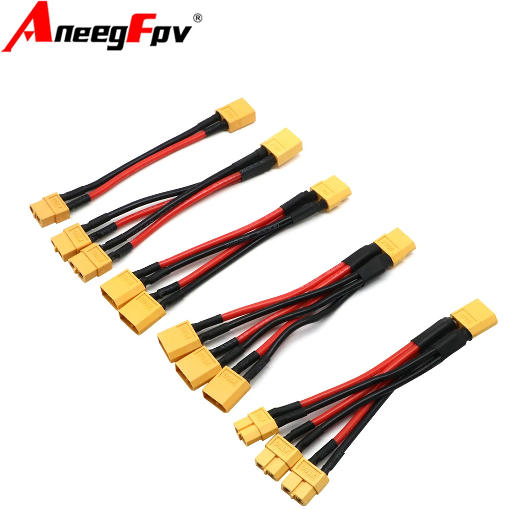XT60 Parallelle Batterij Connector Mannelijke/Vrouwelijke Kabel Dual Extension Y Splitter/3Way 14AWG Siliconen Draad voor RC Batterij Motor