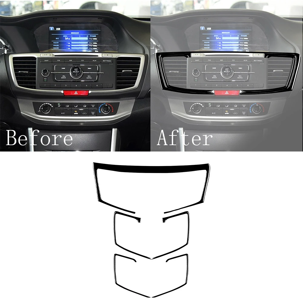 for Accord 2014 2015 2016 2017 Central Control Air-Conditioning Outlet Decoration Sticker Cover Black Car Interior Accessories