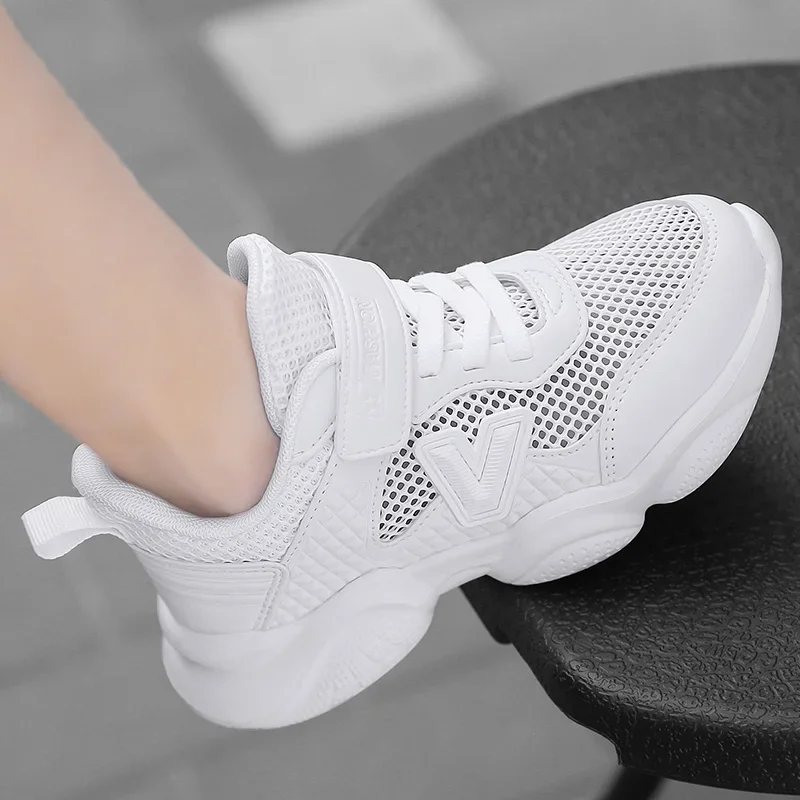 Crianças White Chunky Sneakers, Mesh Running Shoes, Esportes, Tênis, Crianças, Meninas, Verão, 2024