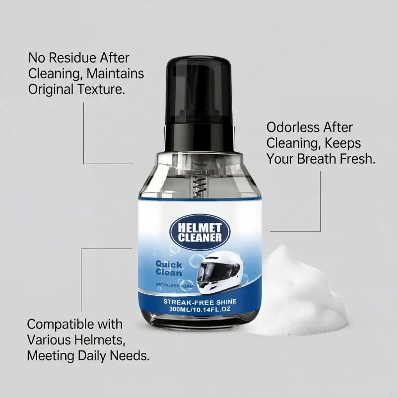 Helmet Cleaner Splash 300Ml Waterless Foam for Motorcycle Helmets Interior Care 55KF