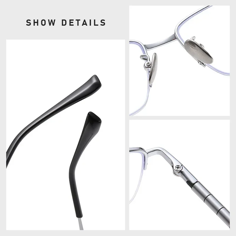 Business Men Ultralight Pure Titanium Glasses Frame For Myopia Reading Prescription Spectacles Half Rim Eyewear Multifocal Lens