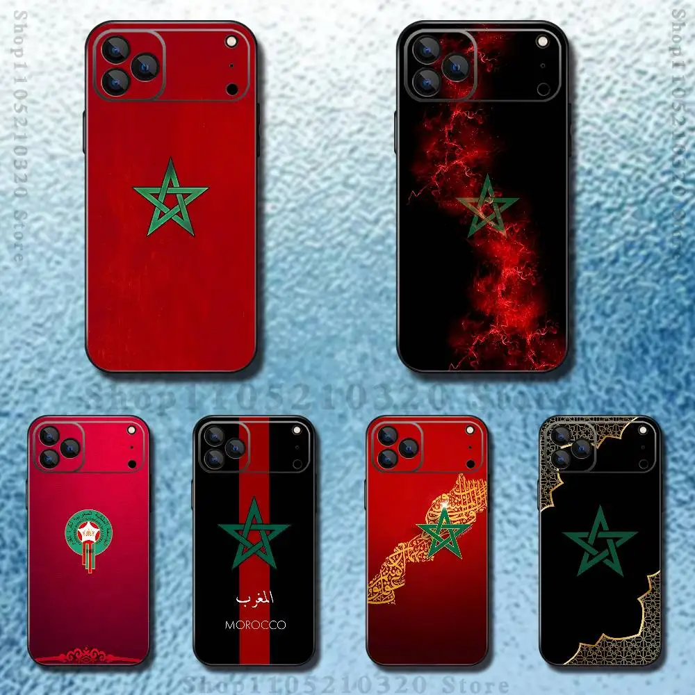 

M-Morocco Flag Phone Case For iPhone 17,16,15,14,13,12,11,Pro,Max,Plus,E,Air,Mini Protective Black Cover