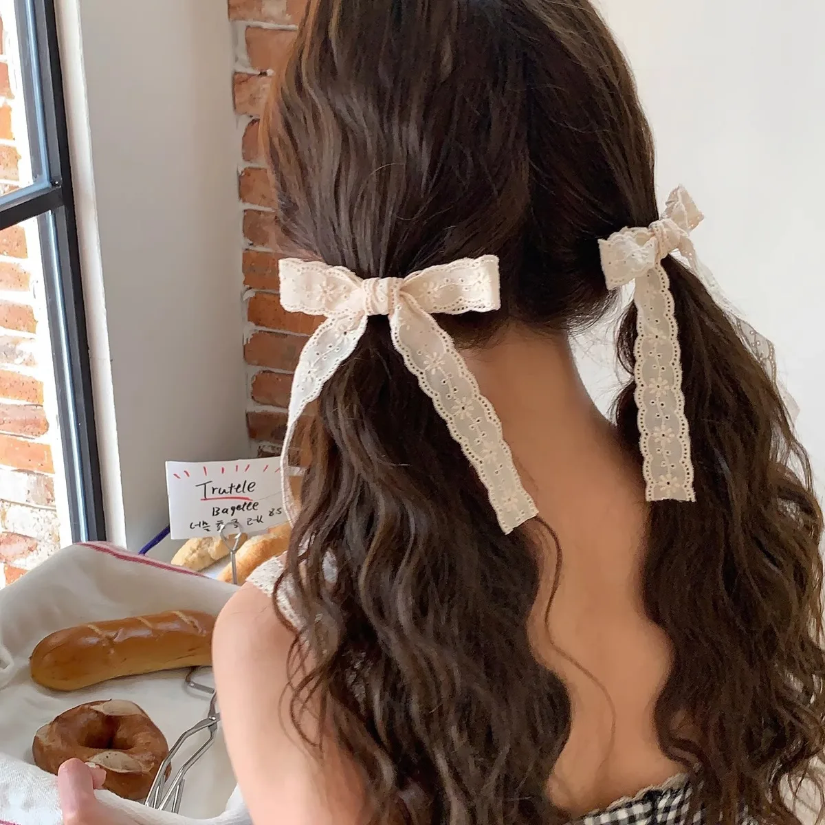 

Lace Webbing Bow Hair Clips, Ribbon Double Ponytail Headwear, Sweet Girlish Duckbill Hairpins Fashion Hair Accessories