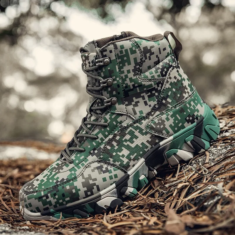 

Hot Sale Camouflage Hiking Boots Men Outdoor Platform Man Tactical Boots Large Size 47 Comfy Men's Trekking Shoes Zapatos Hombre