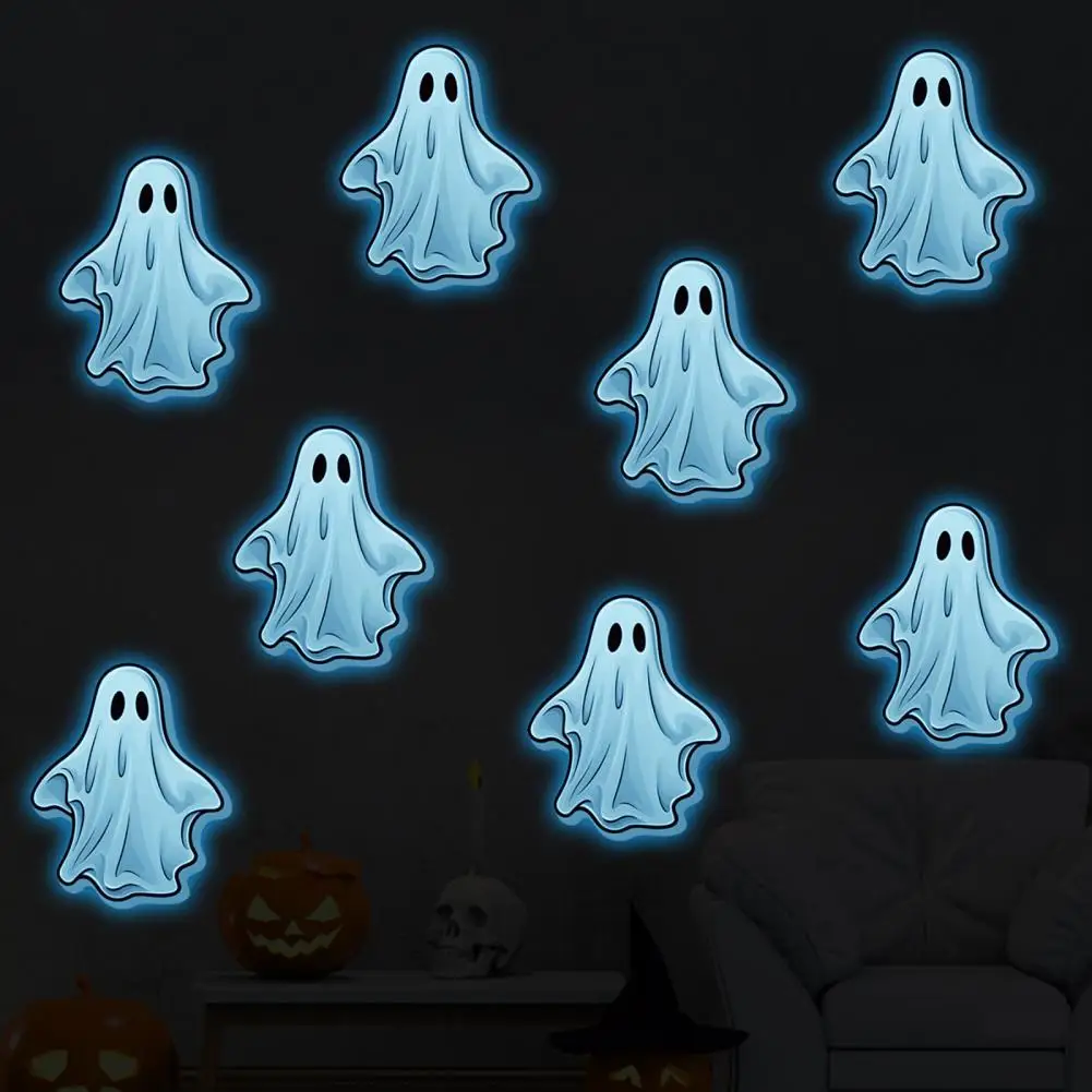 Pvc Halloween Stickers Spooky Halloween Decor Set Glow Dark Ghost Stickers Hanging Ghost Ornaments for Home Office Party Outdoor