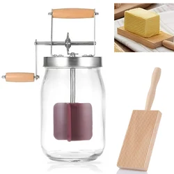 1000L/1500L Manual Butter Churner Beech Wood Paddles Cream Mixer Mason Jar Manual Fot for Artisan Butter Cultured Butter