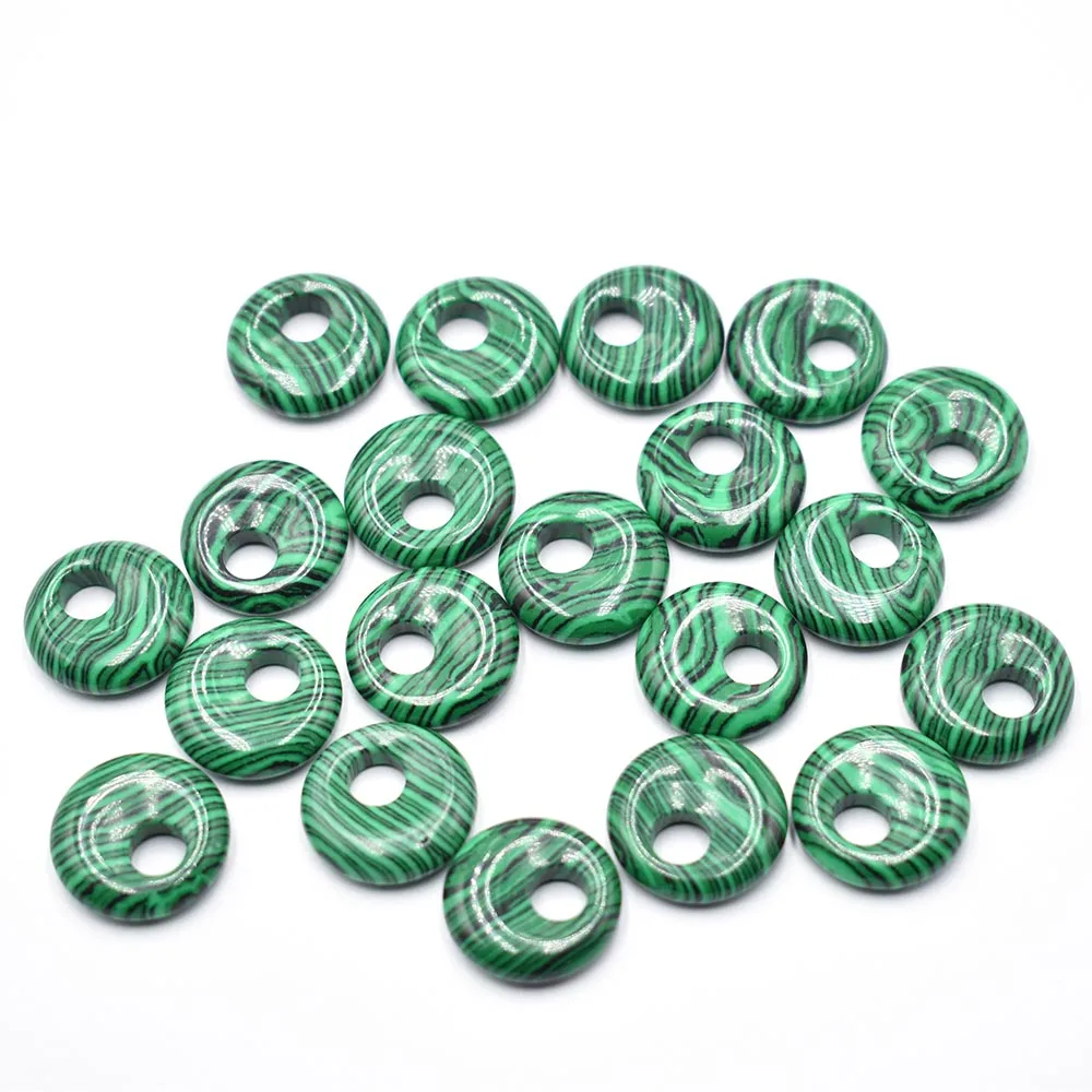 

Fashion good quality malachite stone gogo donut pendants beads 18mm for jewelry making Wholesale 20pcs/lot free shipping