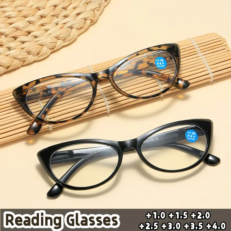 

Trendy Women Reading Glasses Cat Eye Anti-Blue Light Presbyopia Glasses Eyeglasses Farsighted Prescription Diopter +1.0 To +4.0