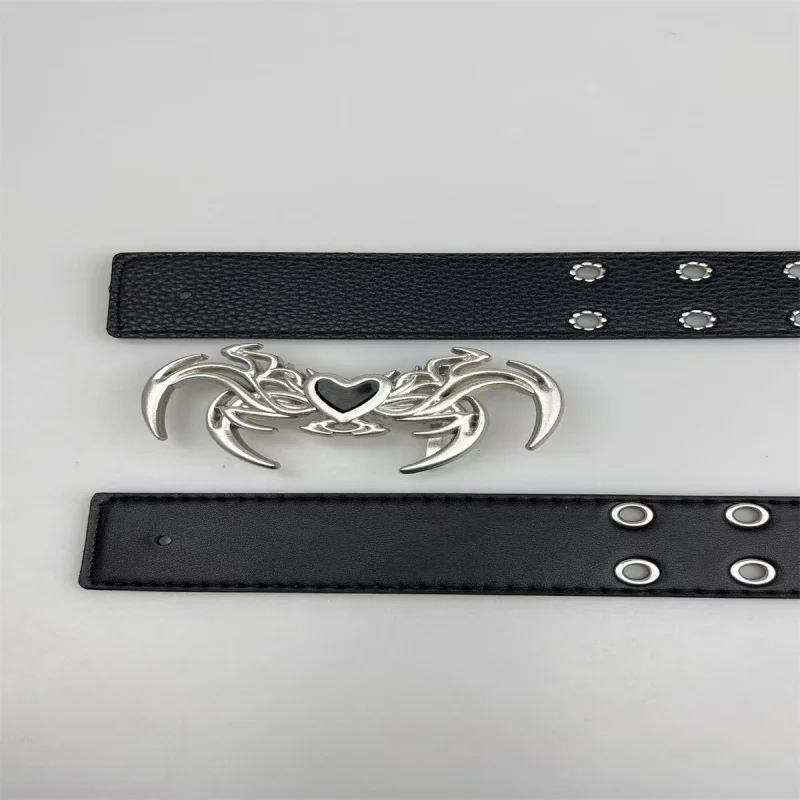 Sabuk Kulit Wind HeartPULeather Dua Sisi, Gaya Retro Street Fashion Wanita, Serbaguna, Pengetat Pinggang, Berpaku Rivet