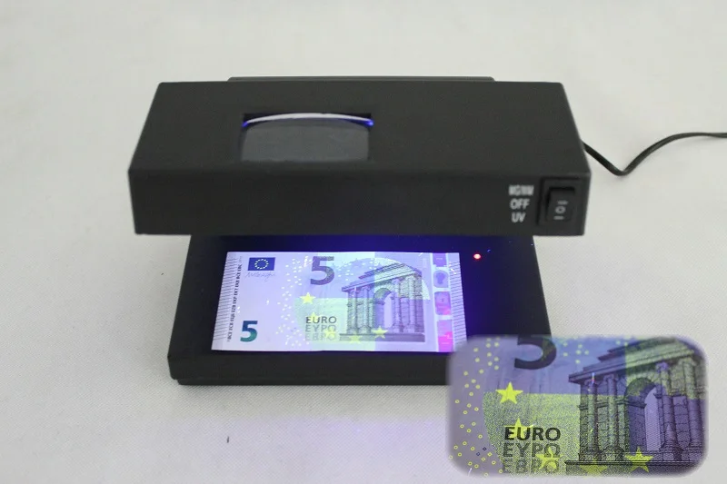 Portable Ultraviolet Purple Counterfeit Money Bill Detector Banknotes Cash Currency Desktop UV Light Magnifier Checker