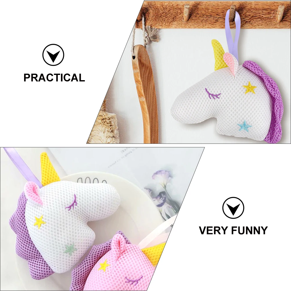 

2Pcs Unicorn Bath Shower Brush Exfoliating Mesh Sponge Ball Cartoon Bubble Body Cleansing Foam Maker Soft Skin Care Bath