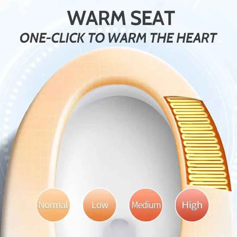 Bathroom Electronic Smart Toilet Lid Bidet Heated Warm Flushable Toilet Seat Cover