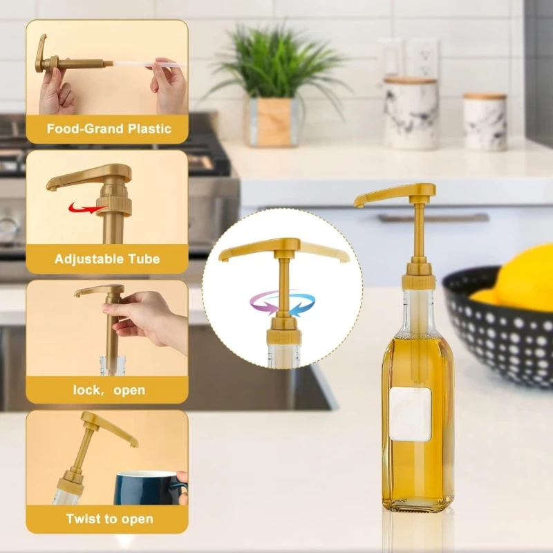 Set of 4 Coffee Milk Dispenser Syrup Pump Liquid Dispenser for 750ml Syrup Juice Bottle Dispenser Pump No Dripping